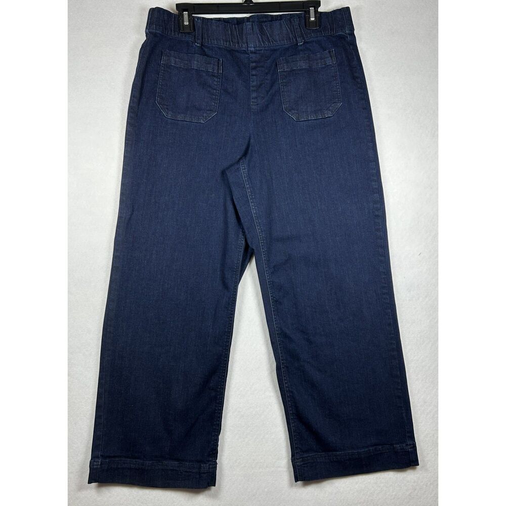 Intro Love the Fit Women's Large Wide Leg Dark Wash Stretch Denim Pants